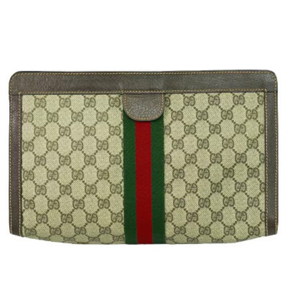 Gucci Perfumes Sherry GG Pouch Shoulder Bag Canvas Leather Beige Brown